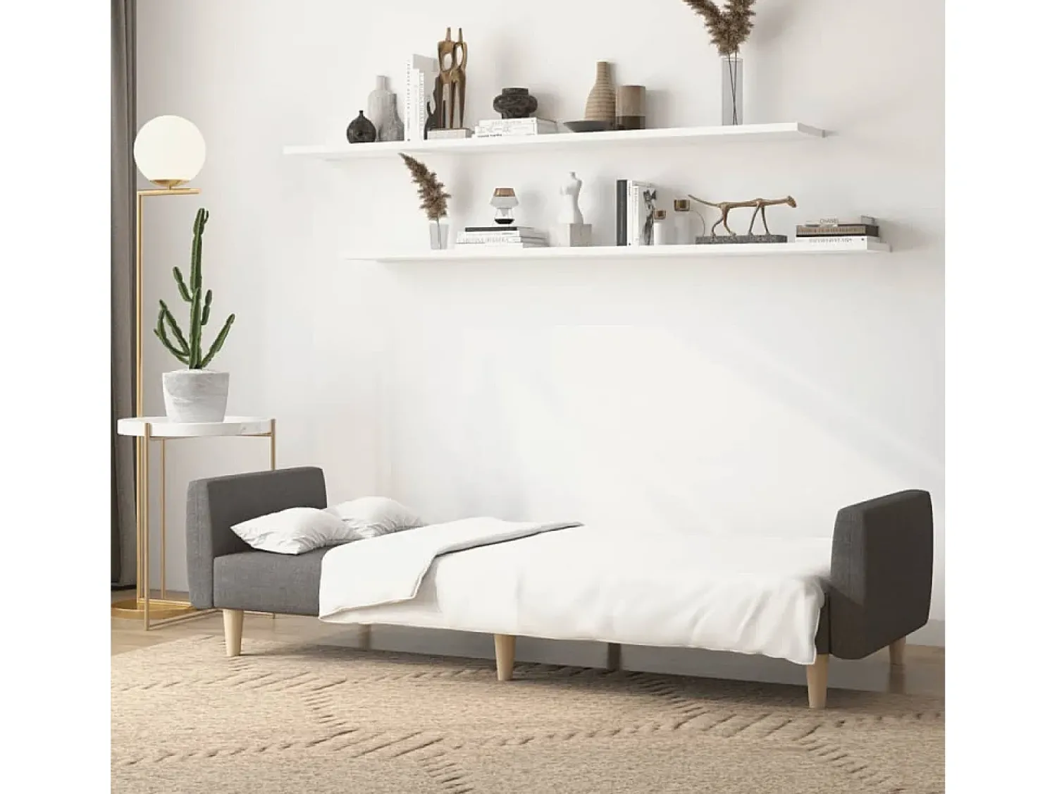 Sofá* Sofá-cama de 2 lugares tecido -escuro PT954531 Cinzento