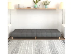 Clearance Sofá-cama de 2 lugares tecido -claro PT778612 Cinzento