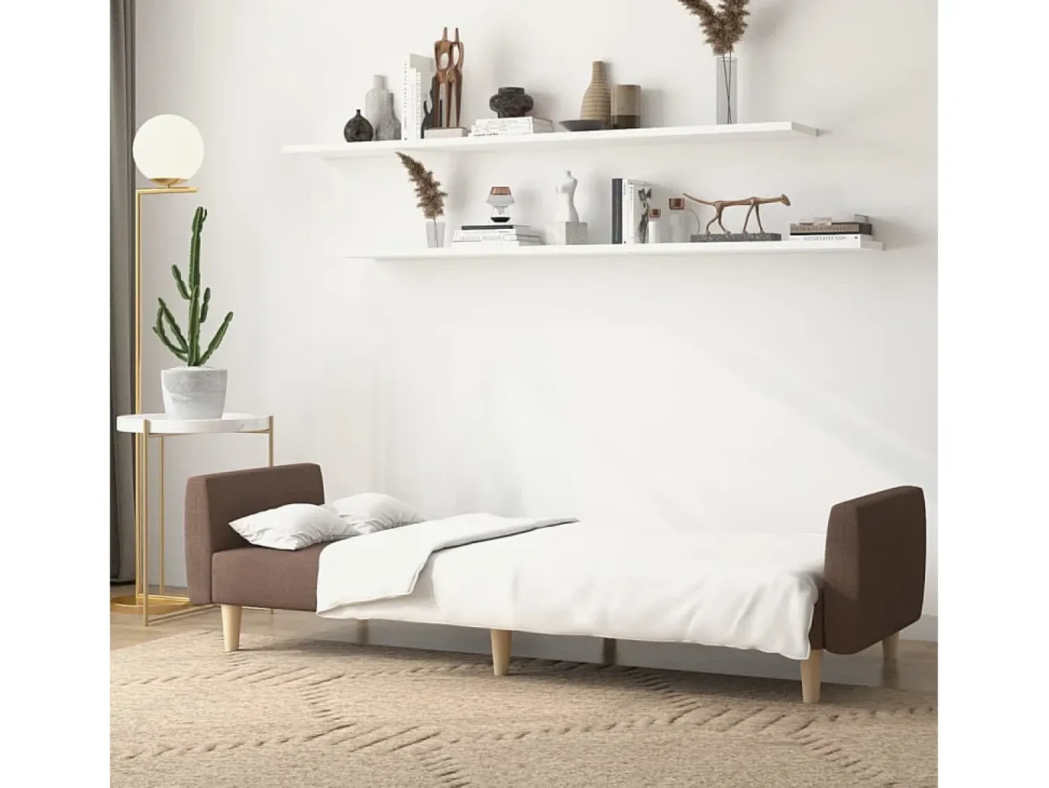 Sofá| Sofá-cama de 2 lugares tecido cinzento-acastanhado PT836816 Taupe