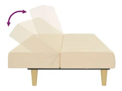 Sofá*vidaxl Sofá-cama de 2 lugares tecido cor Creme