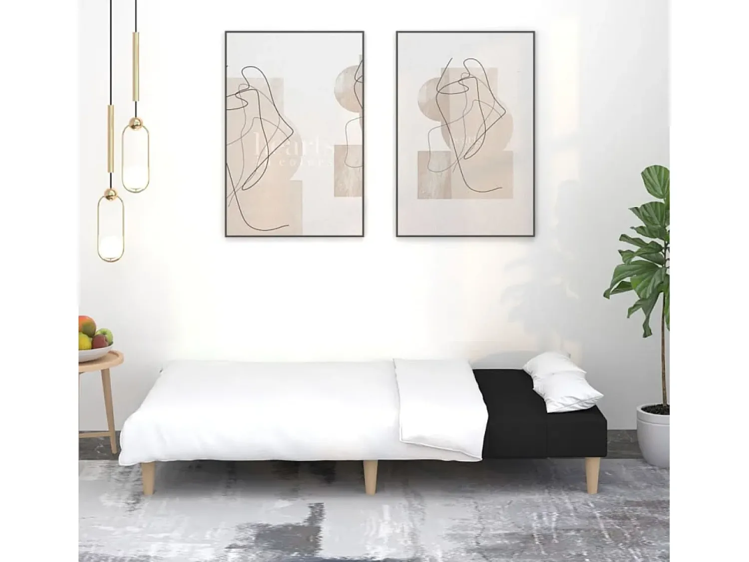 Sofá| Sofá-cama de 2 lugares tecido PT505403 Preto