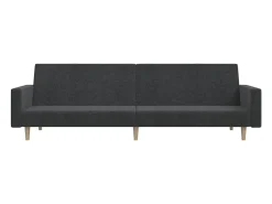 Sofá*vidaxl Sofá-cama de 2 lugares tecido -escuro Cinzento
