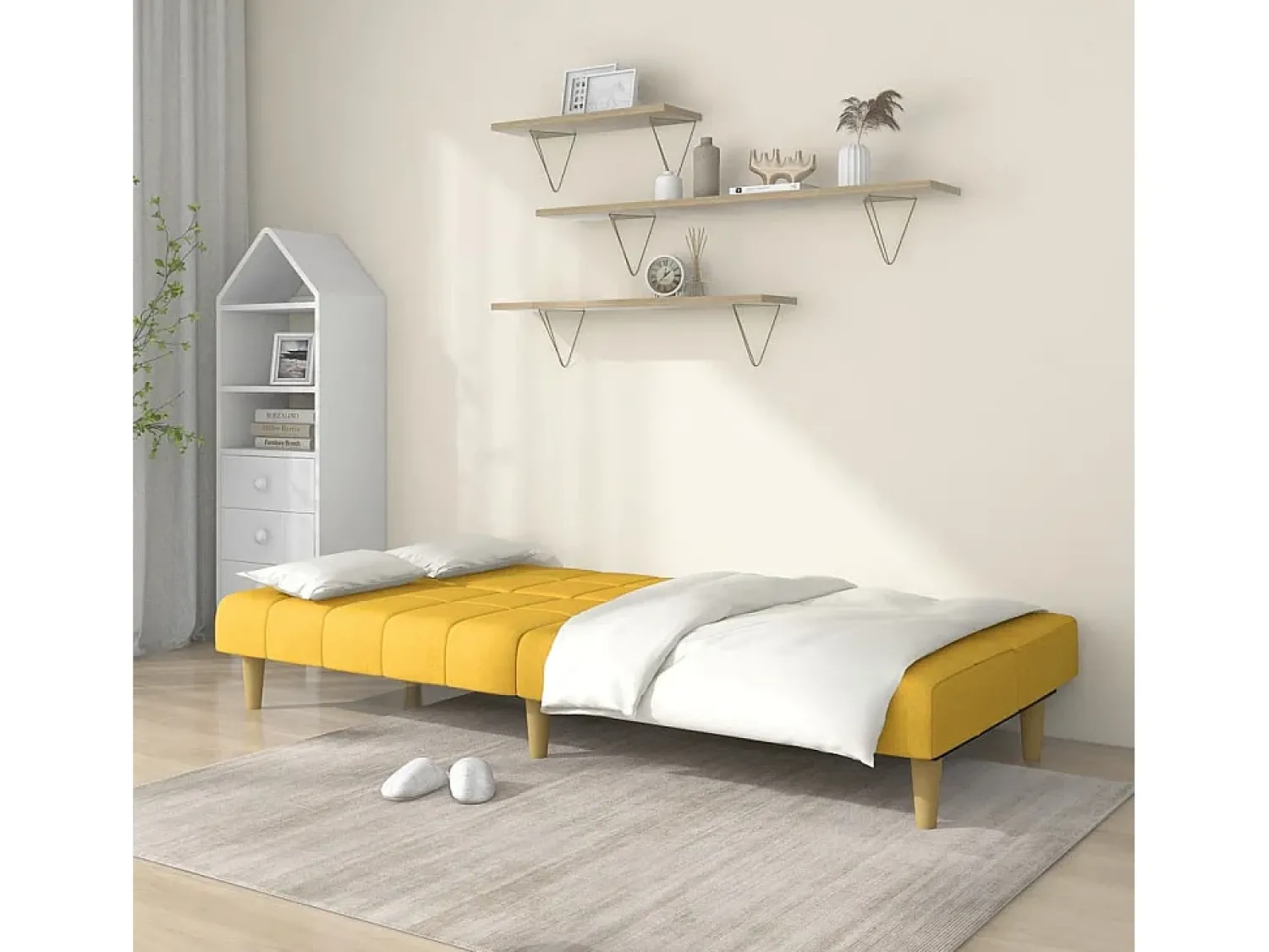 Discount Sofá-cama de 2 lugares tecido PT517995 Amarelo