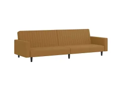 Hot vidaxl Sofá-cama de 2 lugares veludo Castanho