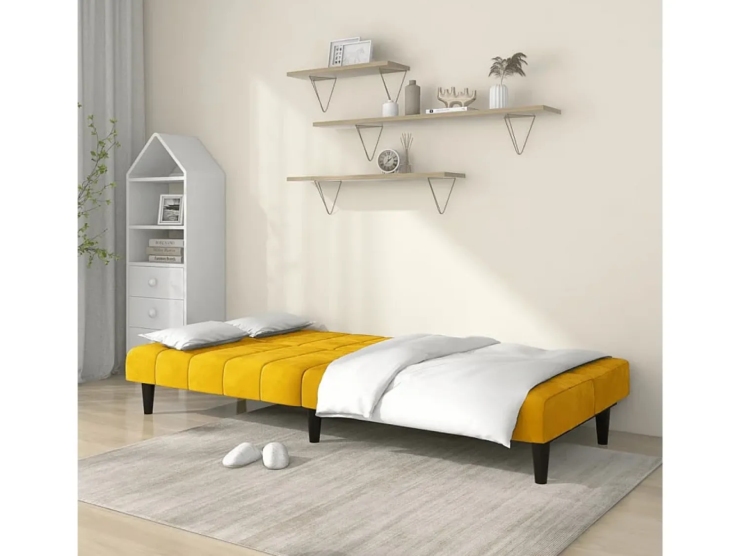 New Sofá-cama de 2 lugares veludo PT269392 Amarelo