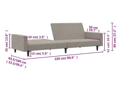 vidaxl Sofá-cama de 2 lugares veludo -claro^ Sofá