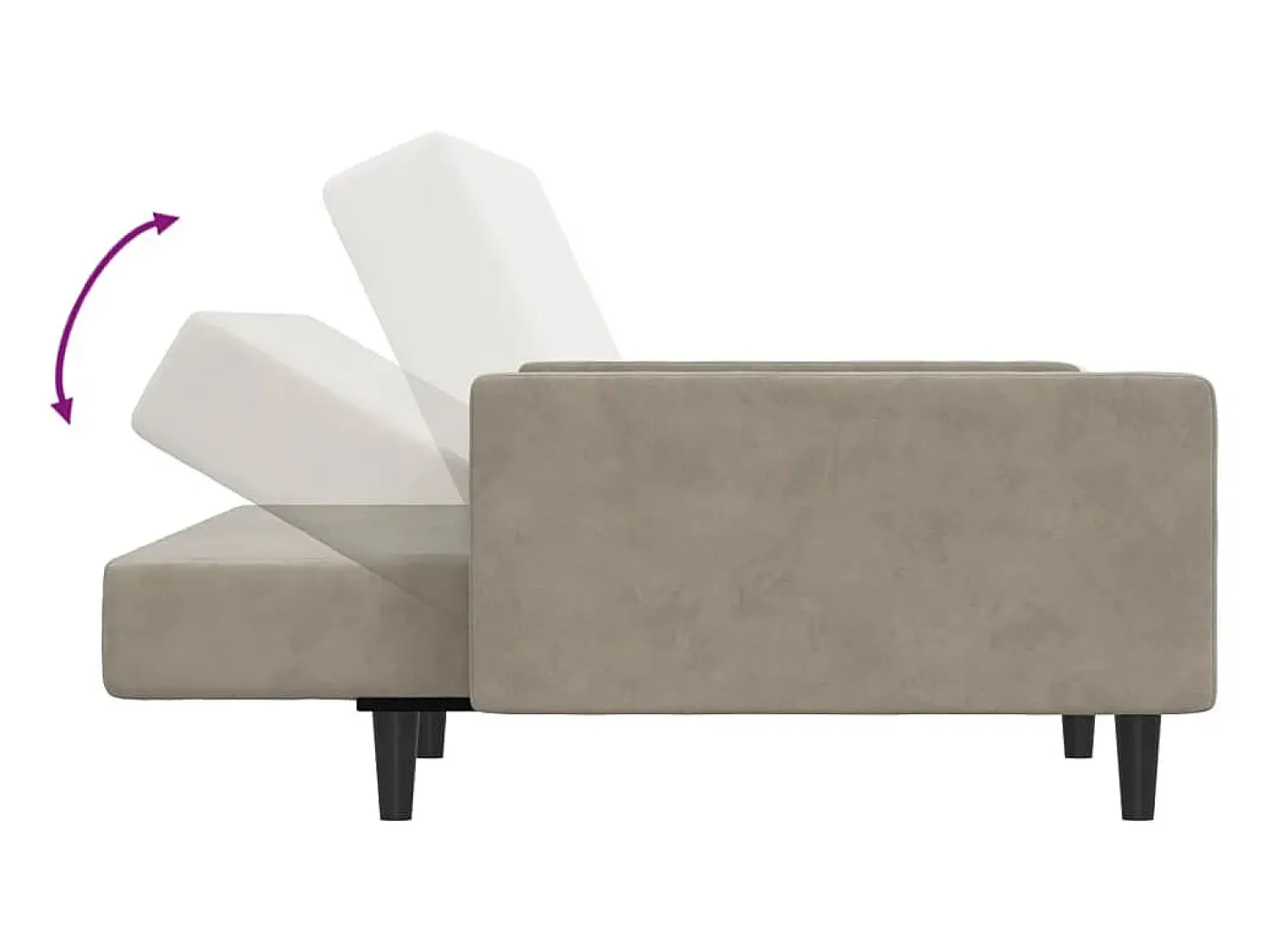 vidaxl Sofá-cama de 2 lugares veludo -claro^ Sofá