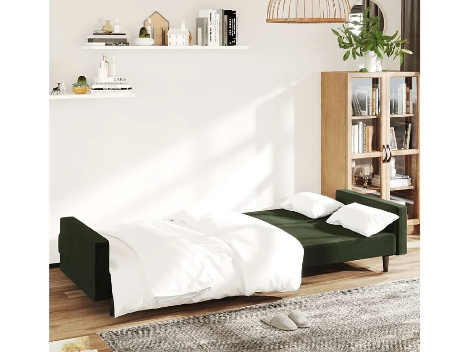 Sofá* Sofá-cama de 2 lugares veludo -escuro PT629484 Verde