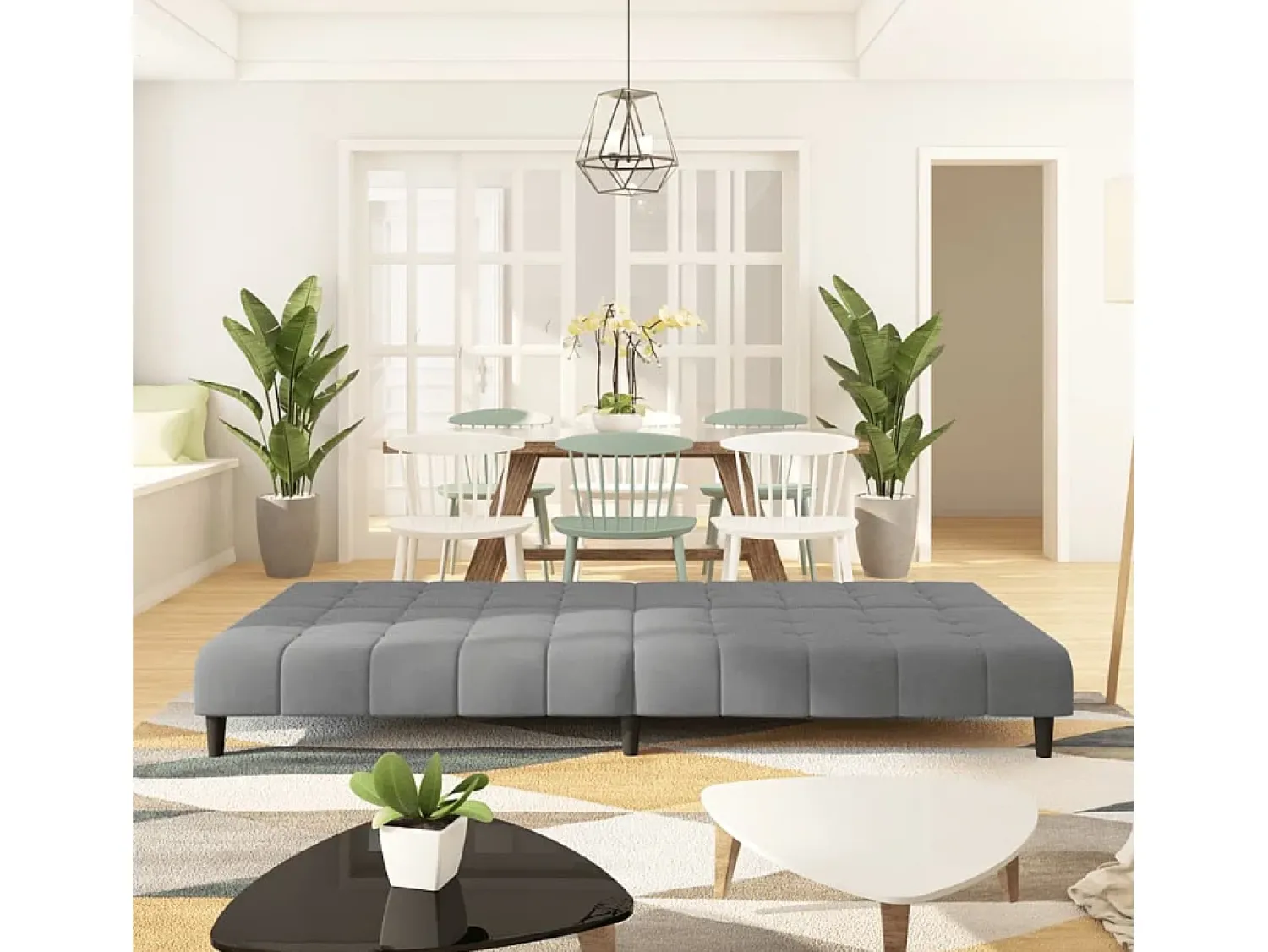 Online Sofá-cama de 2 lugares veludo cinzento-claro PT167947 Cinzento claro