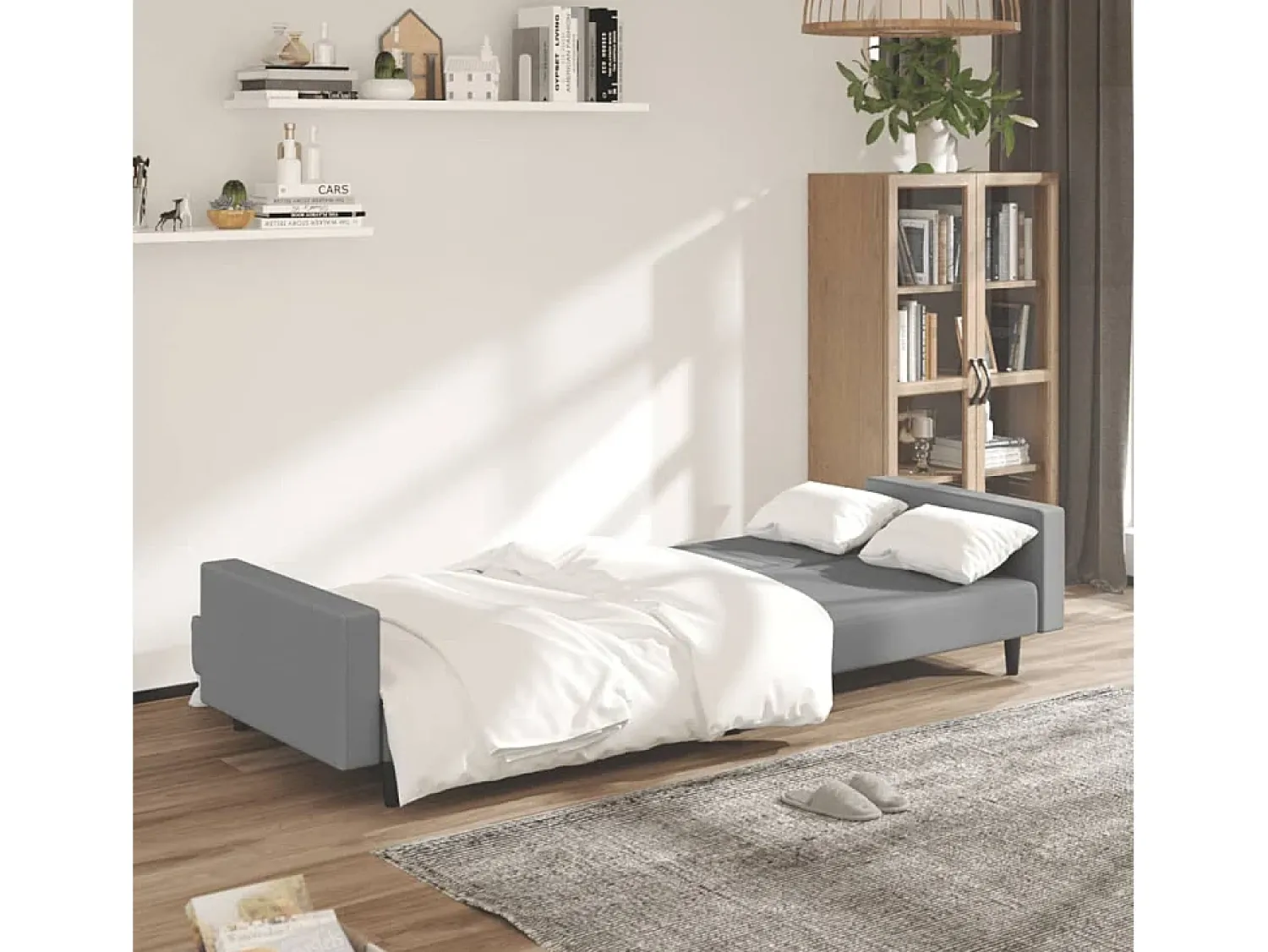 Sofá| Sofá-cama de 2 lugares veludo -claro PT394932 Cinzento
