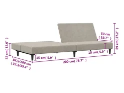 Sofá*vidaxl Sofá-cama de 2 lugares veludo -claro Cinzento