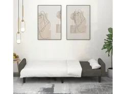 Sofá-cama de 2 lugares veludo -escuro PT699887^ Sofá