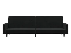Outlet vidaxl Sofá-cama de 2 lugares veludo Preto