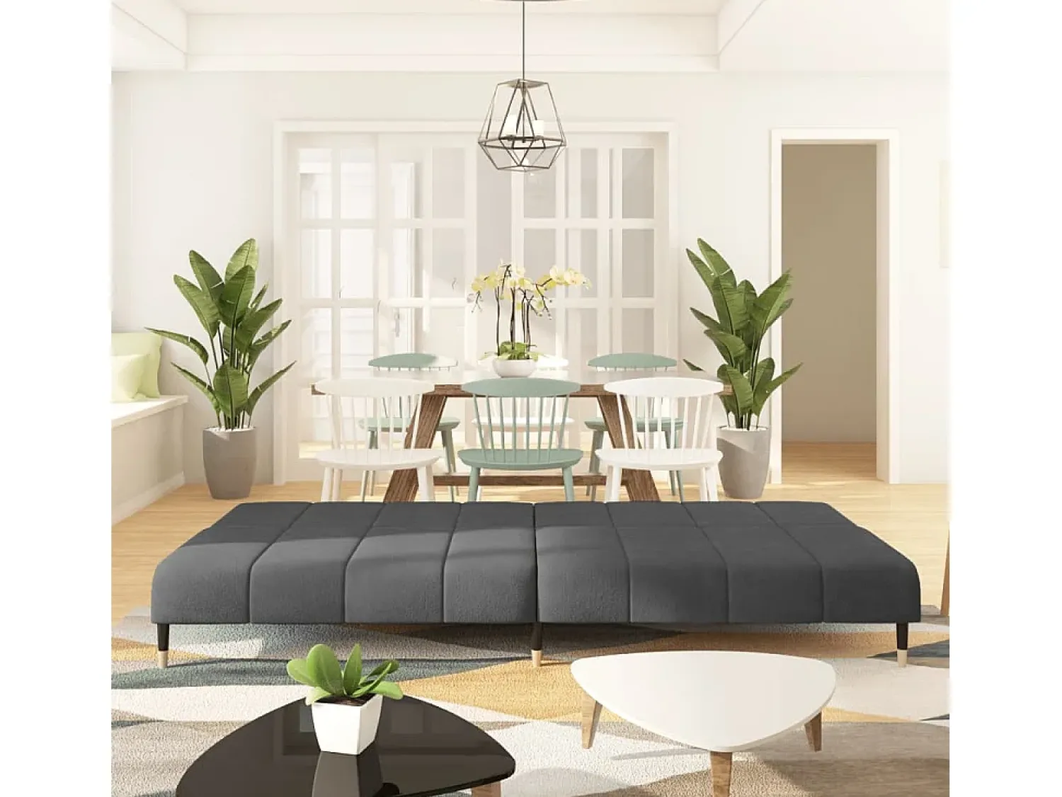 Clearance Sofá-cama de 2 lugares veludo -escuro PT276059 Cinzento