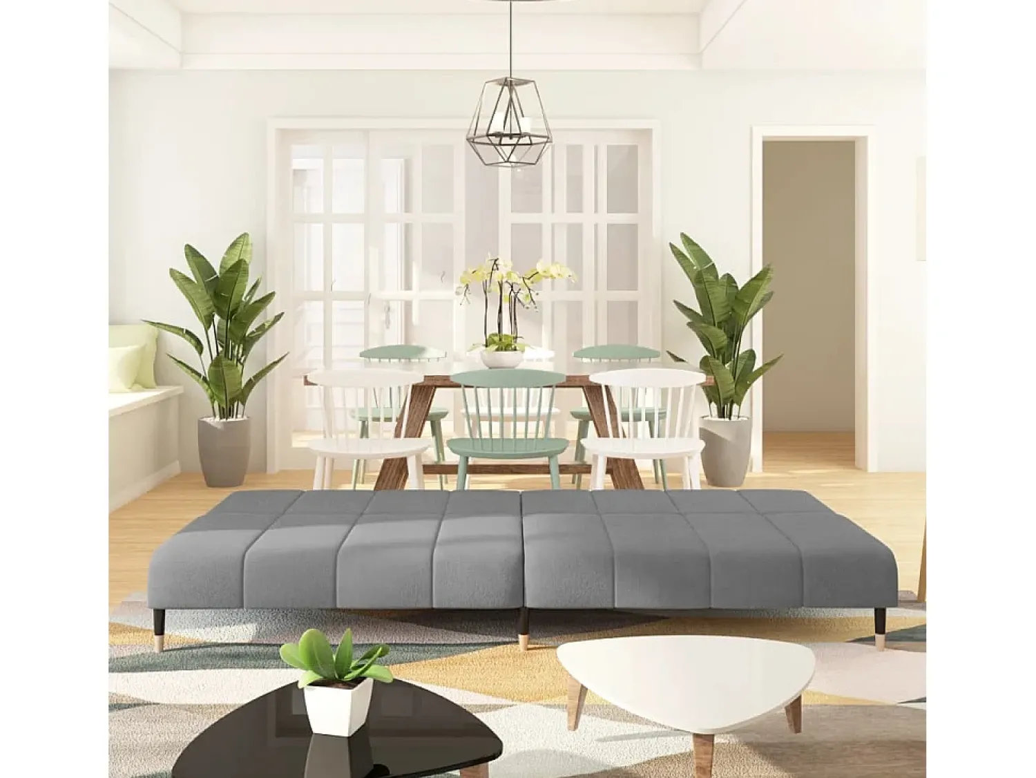 Outlet Sofá-cama de 2 lugares veludo -claro PT335142 Cinzento