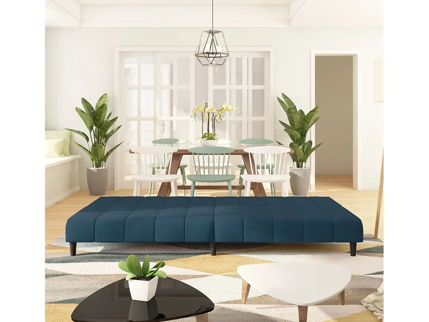 Outlet Sofá-cama de 2 lugares veludo PT902415 Azul