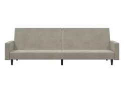 Sofá-cama de 2 lugares veludo cinzento-claro PT937995^ Sofá