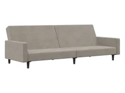 Sofá-cama de 2 lugares veludo cinzento-claro PT937995^ Sofá