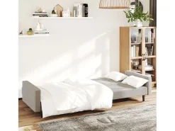 Sofá-cama de 2 lugares veludo cinzento-claro PT937995^ Sofá