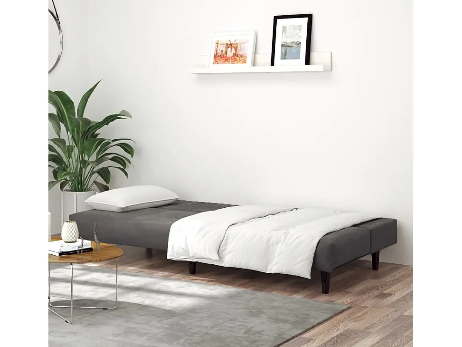 Sofá| Sofá-cama de 2 lugares veludo -escuro PT992910 Cinzento