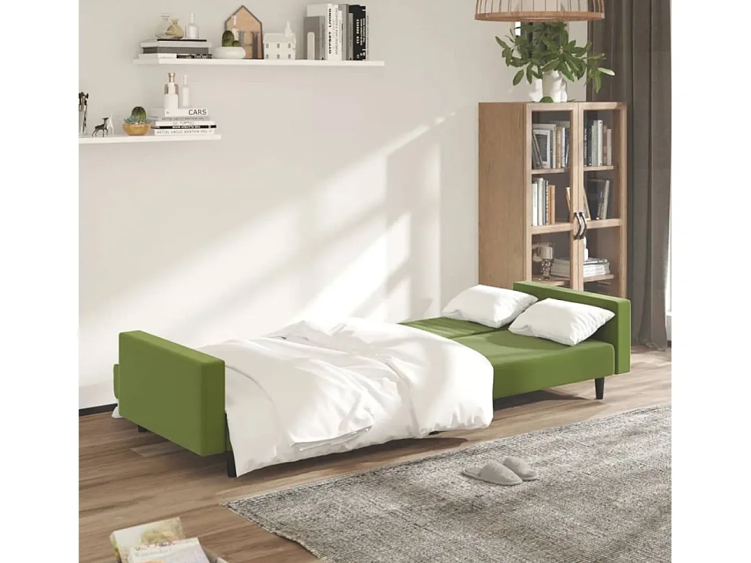 Sofá-cama de 2 lugares veludo -claro PT477843^ Sofá