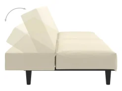 Best vidaxl Sofá-cama de 2 lugares veludo cor Creme