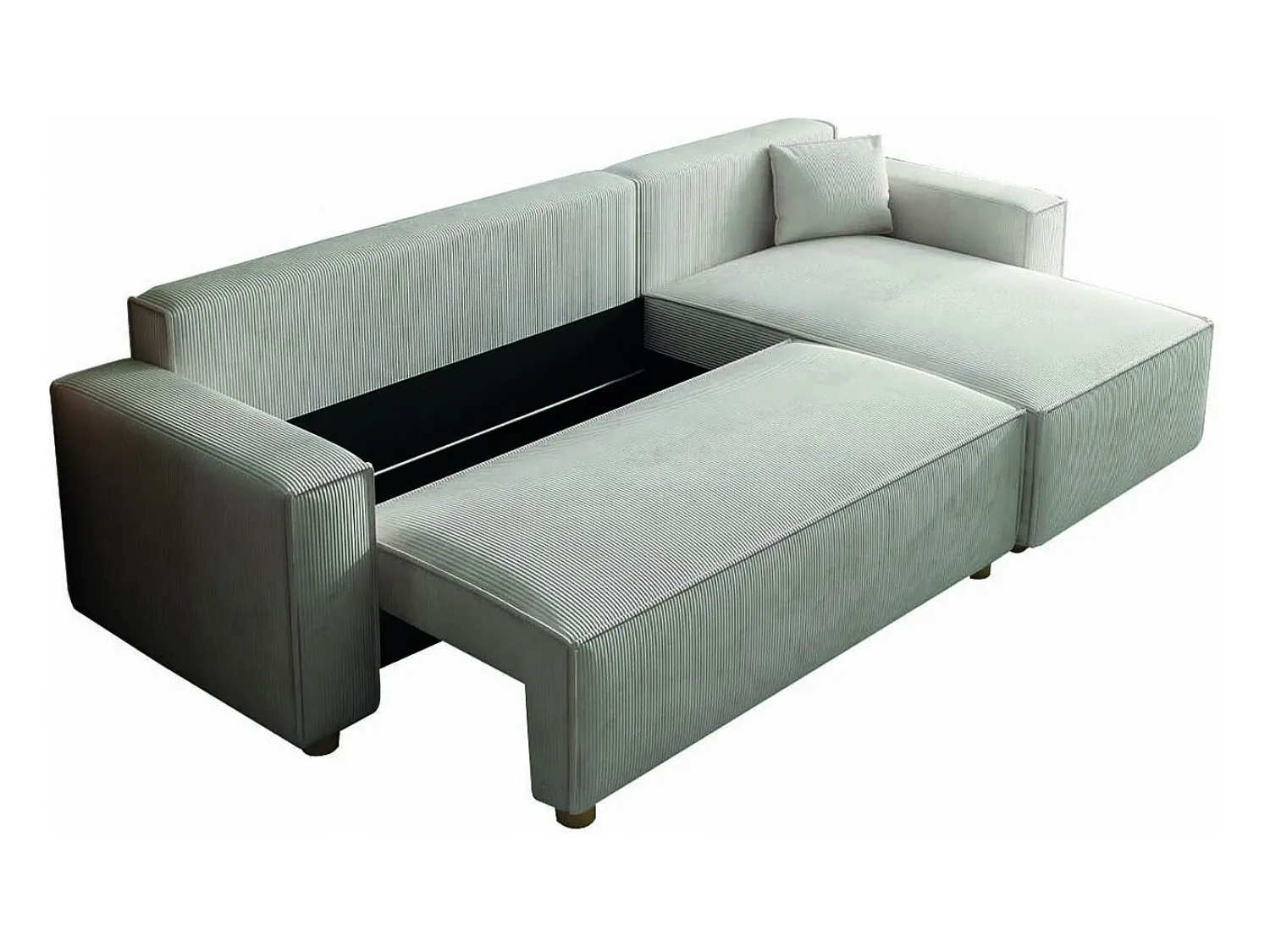 Outlet Concept-Usine Sofá-Cama de Canto 4 Lugares Veludo Cotelê COSY - Elegante e Versátil Bege