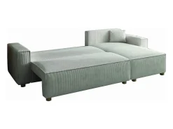 Outlet Concept-Usine Sofá-Cama de Canto 4 Lugares Veludo Cotelê COSY - Elegante e Versátil Bege