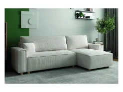 Outlet Concept-Usine Sofá-Cama de Canto 4 Lugares Veludo Cotelê COSY - Elegante e Versátil Bege