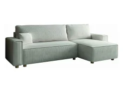 Outlet Concept-Usine Sofá-Cama de Canto 4 Lugares Veludo Cotelê COSY - Elegante e Versátil Bege