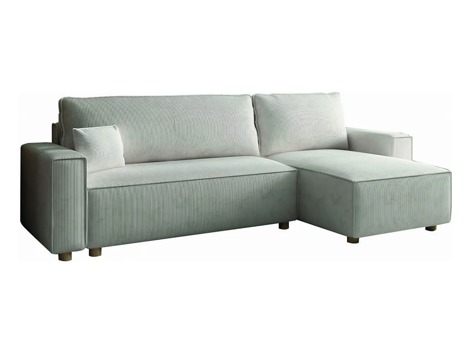 Outlet Concept-Usine Sofá-Cama de Canto 4 Lugares Veludo Cotelê COSY - Elegante e Versátil Bege