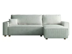 Outlet Concept-Usine Sofá-Cama de Canto 4 Lugares Veludo Cotelê COSY - Elegante e Versátil Bege