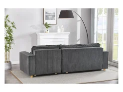 Concept-Usine Sofá-Cama de Canto Conversível 4 Lugares Veludo Cotelê Cinza COSY - Design Elegante e Versátil Cinzento