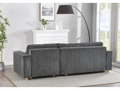 Concept-Usine Sofá-Cama de Canto Conversível 4 Lugares Veludo Cotelê Cinza COSY - Design Elegante e Versátil Cinzento