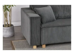 Concept-Usine Sofá-Cama de Canto Conversível 4 Lugares Veludo Cotelê Cinza COSY - Design Elegante e Versátil Cinzento