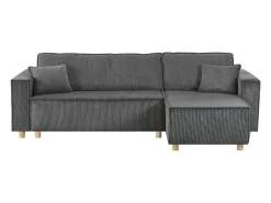 Concept-Usine Sofá-Cama de Canto Conversível 4 Lugares Veludo Cotelê Cinza COSY - Design Elegante e Versátil Cinzento