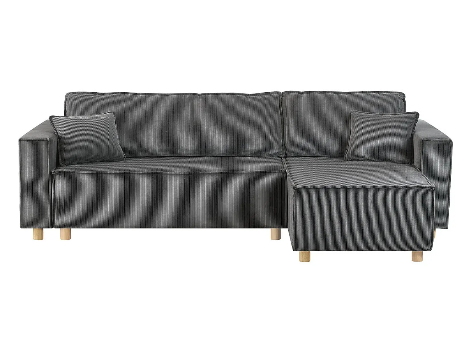 Concept-Usine Sofá-Cama de Canto Conversível 4 Lugares Veludo Cotelê Cinza COSY - Design Elegante e Versátil Cinzento