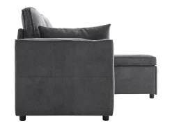 New Hauss Spole Sofá-cama de canto de 3 lugares com suporte para copos e espaço de arrumação - Tecido de algodão e linho Cinzento