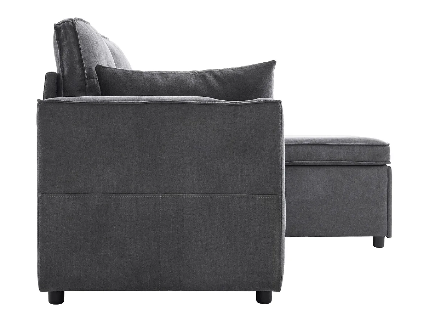 New Hauss Spole Sofá-cama de canto de 3 lugares com suporte para copos e espaço de arrumação - Tecido de algodão e linho Cinzento