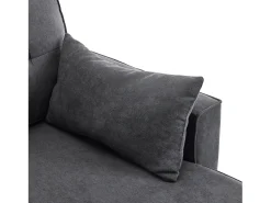 New Hauss Spole Sofá-cama de canto de 3 lugares com suporte para copos e espaço de arrumação - Tecido de algodão e linho Cinzento