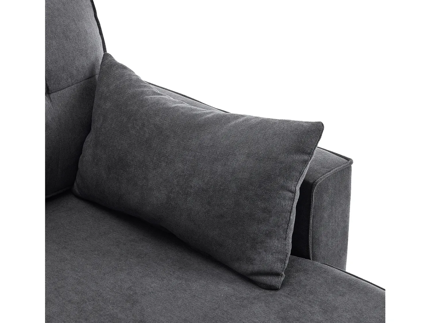 New Hauss Spole Sofá-cama de canto de 3 lugares com suporte para copos e espaço de arrumação - Tecido de algodão e linho Cinzento