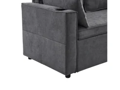 New Hauss Spole Sofá-cama de canto de 3 lugares com suporte para copos e espaço de arrumação - Tecido de algodão e linho Cinzento