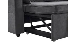 New Hauss Spole Sofá-cama de canto de 3 lugares com suporte para copos e espaço de arrumação - Tecido de algodão e linho Cinzento