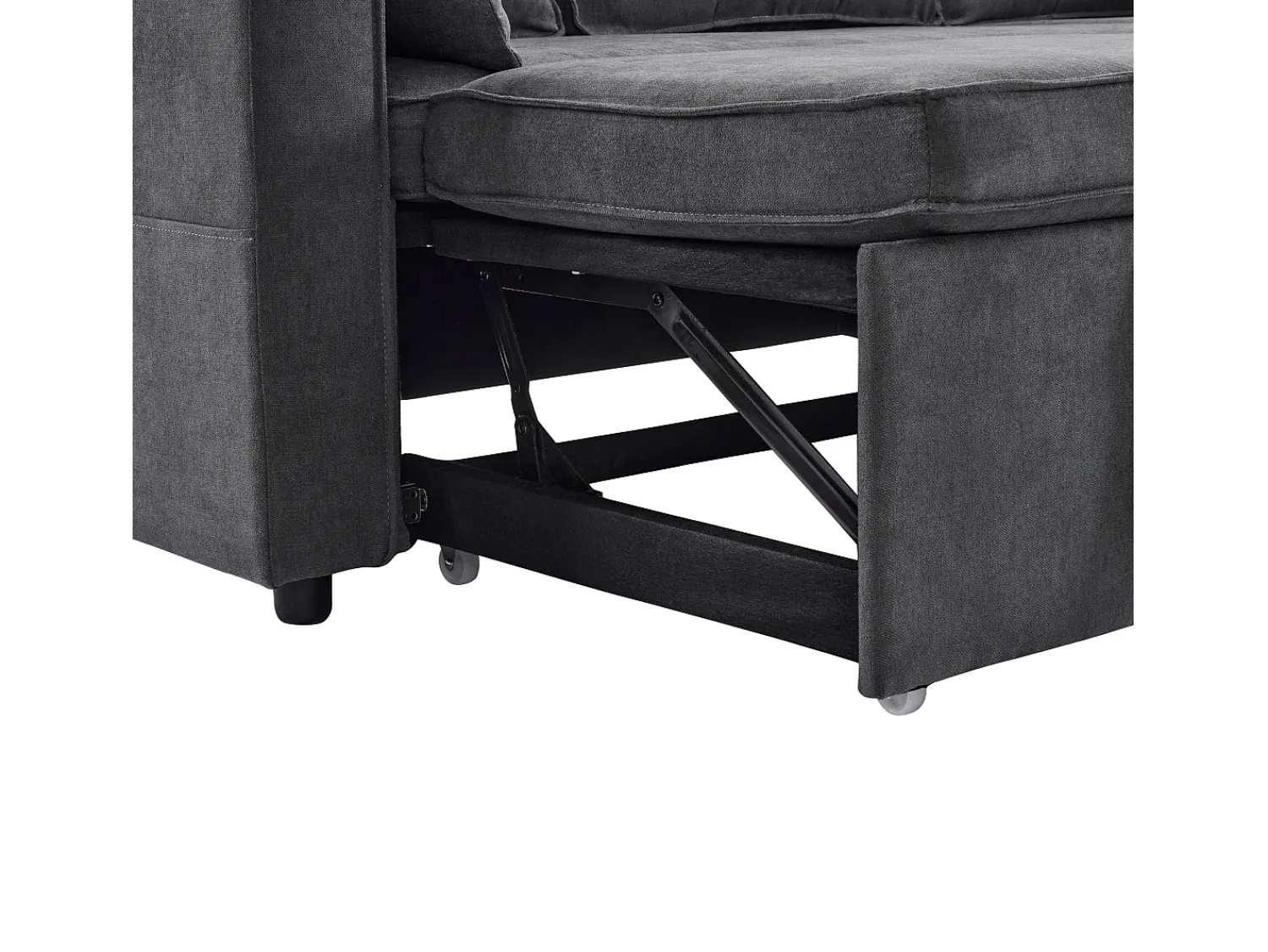 New Hauss Spole Sofá-cama de canto de 3 lugares com suporte para copos e espaço de arrumação - Tecido de algodão e linho Cinzento