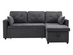 New Hauss Spole Sofá-cama de canto de 3 lugares com suporte para copos e espaço de arrumação - Tecido de algodão e linho Cinzento