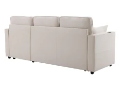 Sofá*Hauss Spole Sofá-cama de canto de 3 lugares com suporte para copos e espaço de arrumação - Tecido de algodão e linho Bege