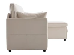 Sofá*Hauss Spole Sofá-cama de canto de 3 lugares com suporte para copos e espaço de arrumação - Tecido de algodão e linho Bege