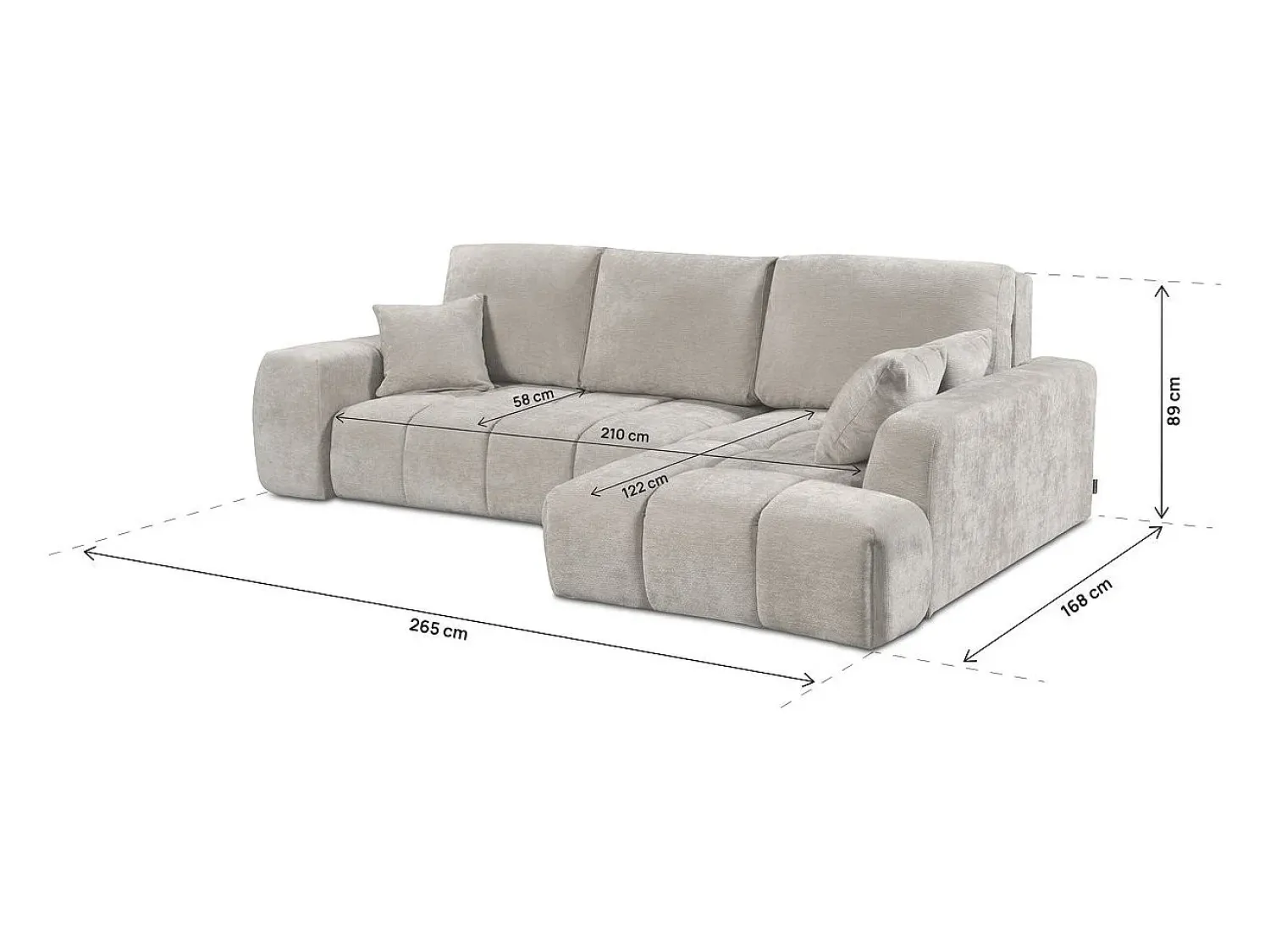 Sofá|Habitat et jardin Sofá-cama de canto direito em tecido chenille "Verneuil" - 3 lugares - Bege