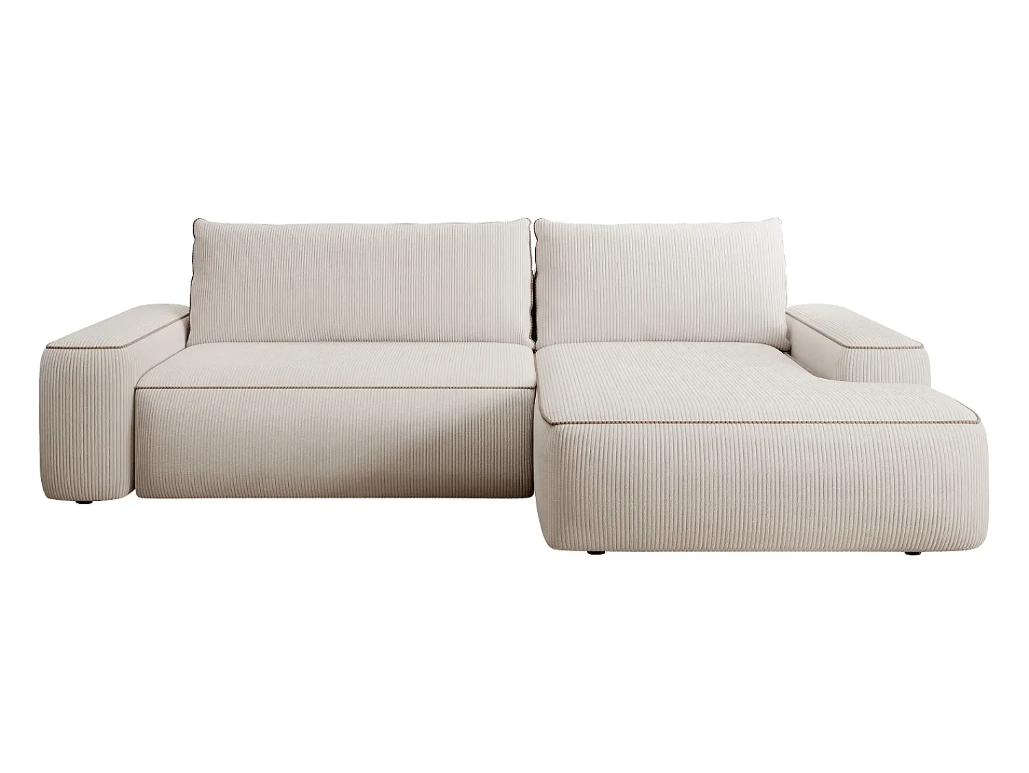Sofá*Vente-unique Sofá-cama de canto direito ZOMELA em veludo cotelê Bege