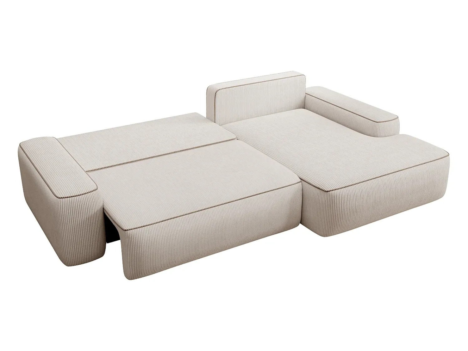 Sofá*Vente-unique Sofá-cama de canto direito ZOMELA em veludo cotelê Bege
